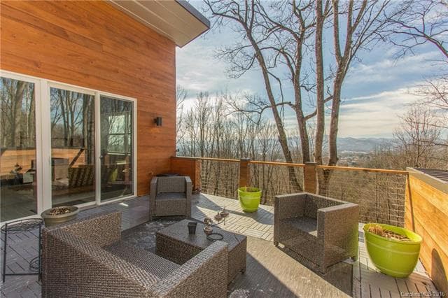 Spacious deck with mountain view on a Blue Ridge Homes build